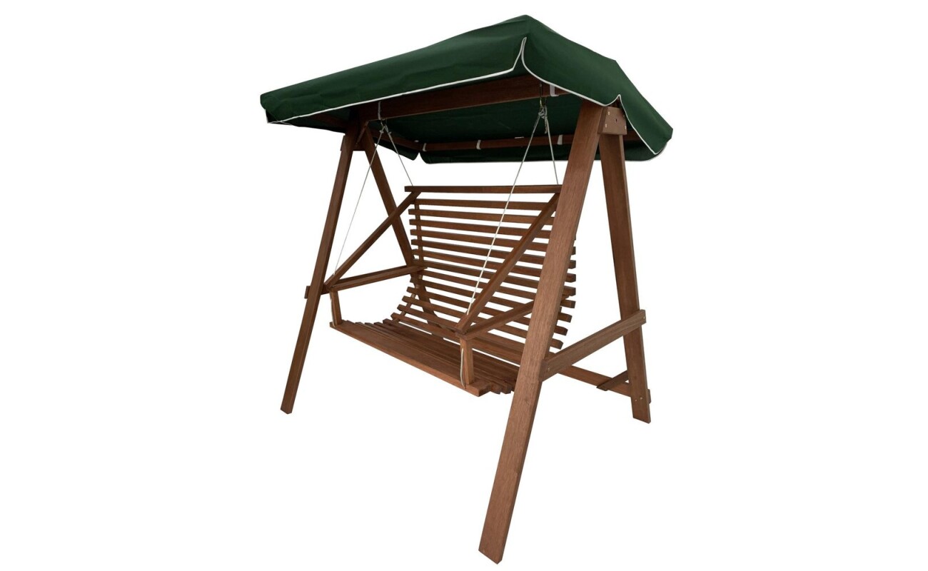 Garden rocking bench with a roof