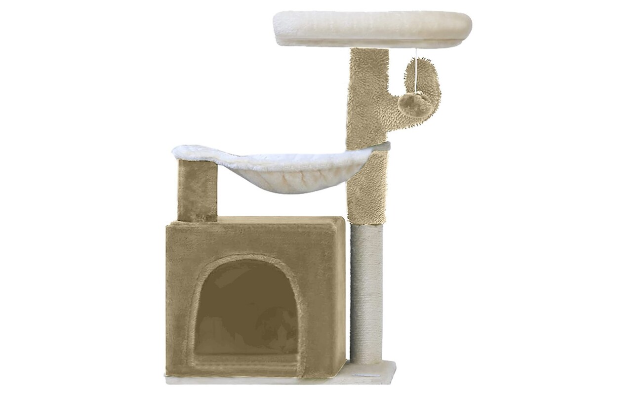 Multi-level scratching post with bed and sisal posts. Height 75 cm.