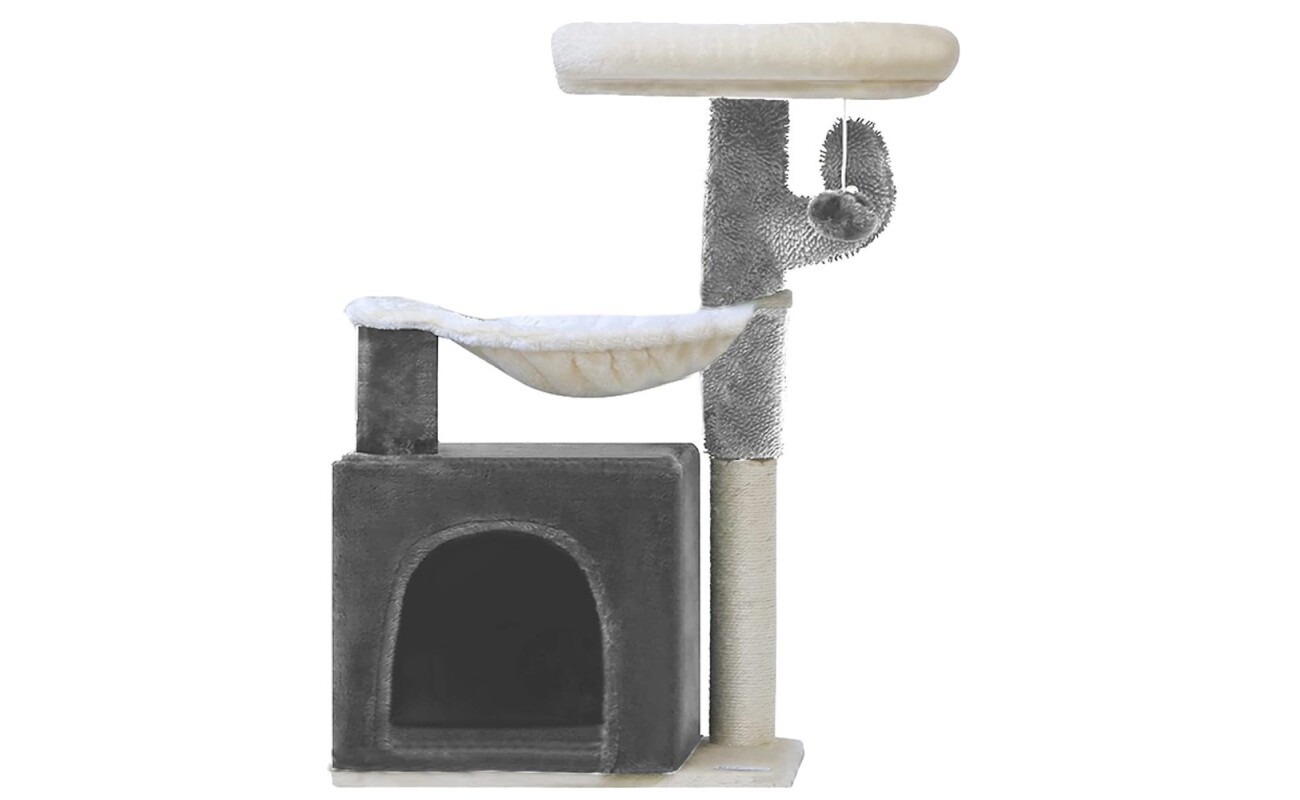 Multi-level scratching post with bed and sisal posts. Height 75 cm.