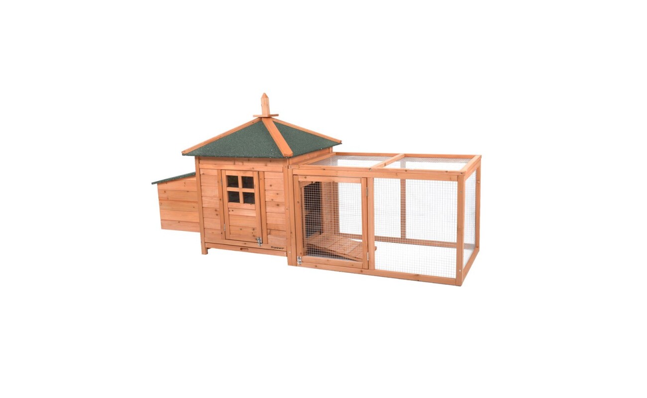 OREO Chicken Coop made of durable fir wood. Dimensions 195 x 73 x 98 cm.