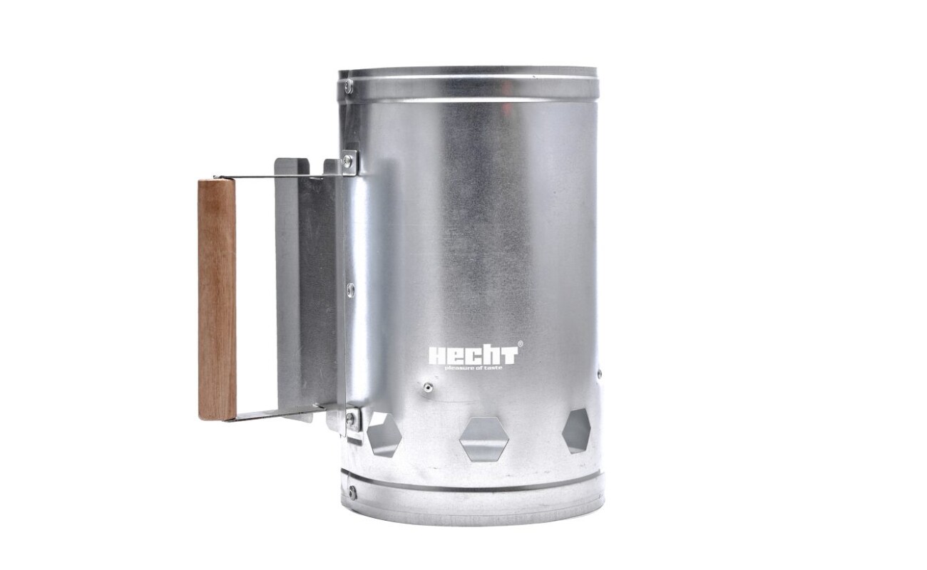 HECHT BBQ STARTER charcoal lighter for quick and even ignition of briquettes or wood charcoal when grilling.