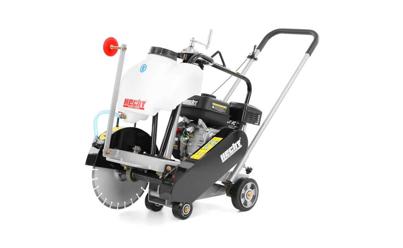 Powerful gasoline-powered concrete and asphalt cutter HECHT 1901 with robust construction and a 350 mm diameter disc.