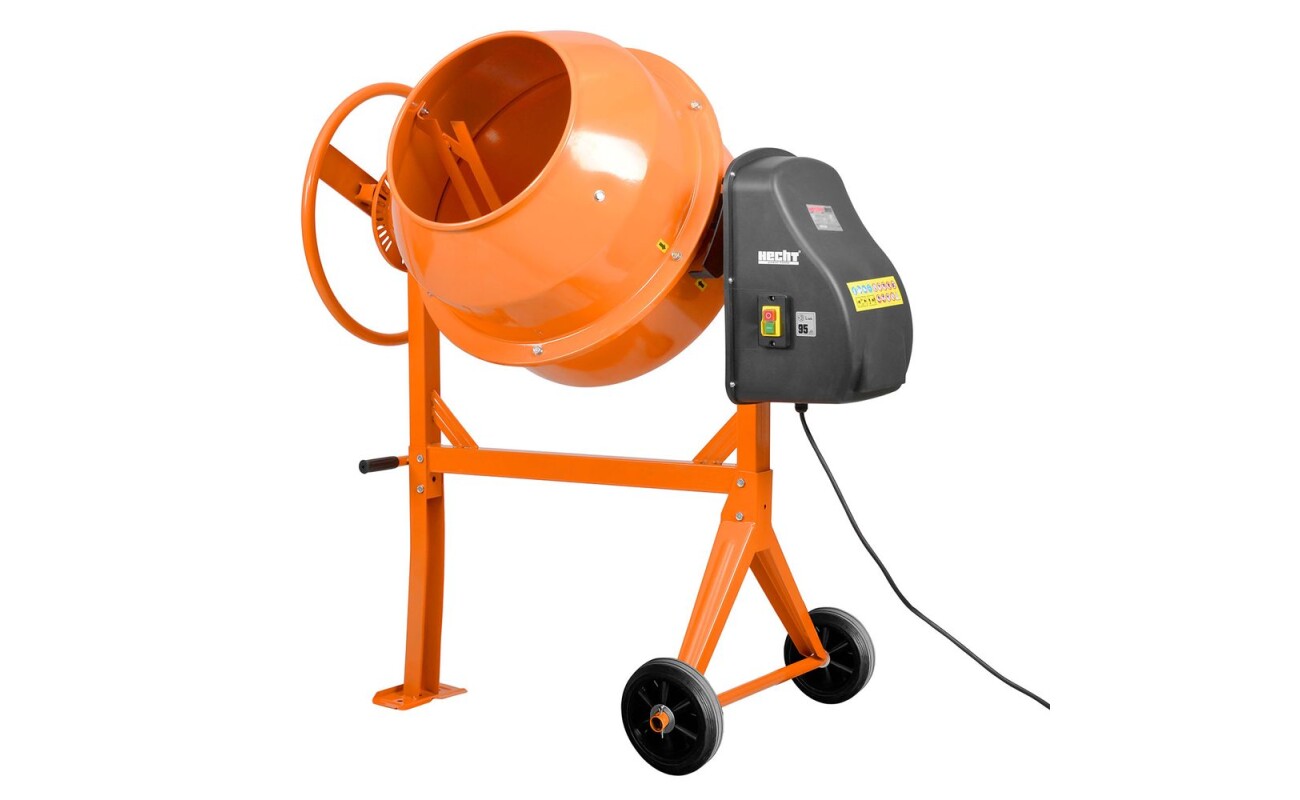 Construction mixer with electric motor. Power input 550 W. Capacity 105 l. Weight 42 kg.