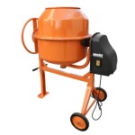 <p>Construction mixer. Power input 650 W. Volume 140 l. 230 V/50 Hz. Rubber wheels. Weight 51