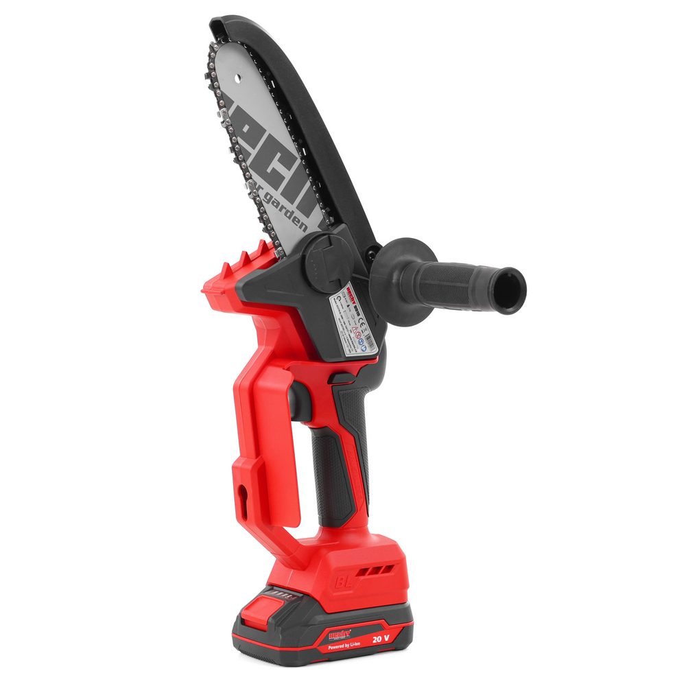 Cordless Chainsaw - HECHT 99129 Cordless chainsaw with 6'' bar length. Voltage 20V. Weight 1.3 kg. Battery and charger included.