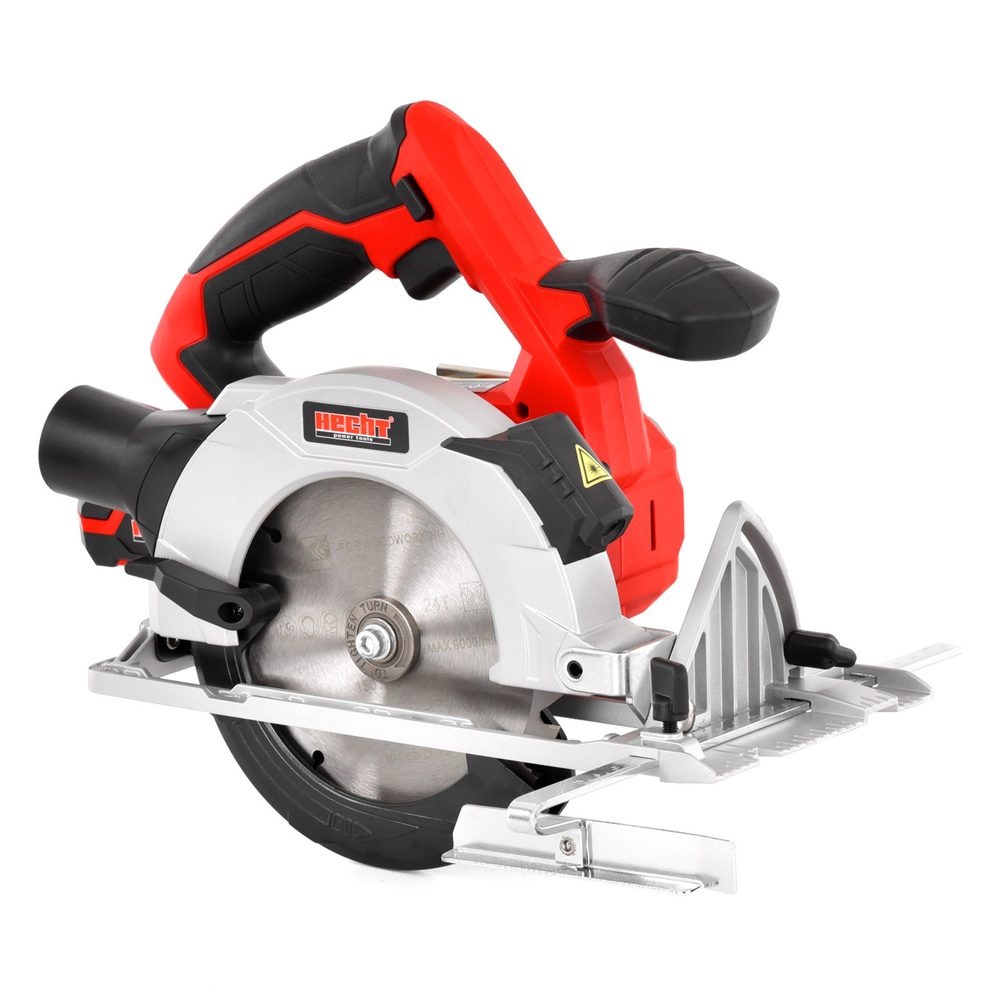 Cordless Circular Saw - HECHT 1670 Cordless circular saw with 20V motor. No-load speed 4200 rpm. Blade diameter 165mm. Maximum cutting depth 52mm. Weight 2.54kg. Compatible with ACCU programme 1278. Battery and charger not included.