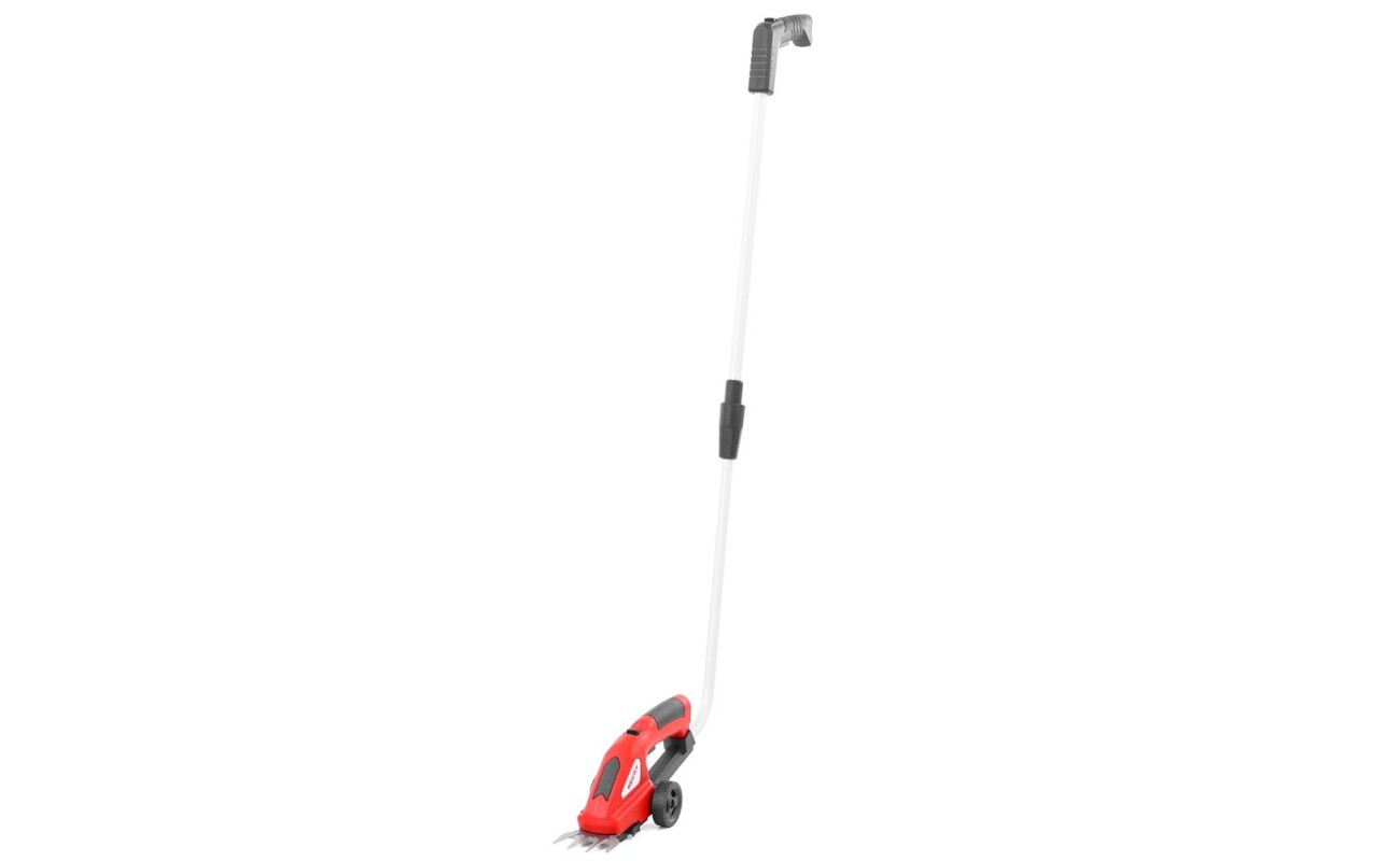 Compact cordless shears HECHT 5036 for trimming grass and shrubs with telescopic handle and up to 40 minutes runtime. Ideal for precise and comfortable cutting. Battery and charger included in the package.