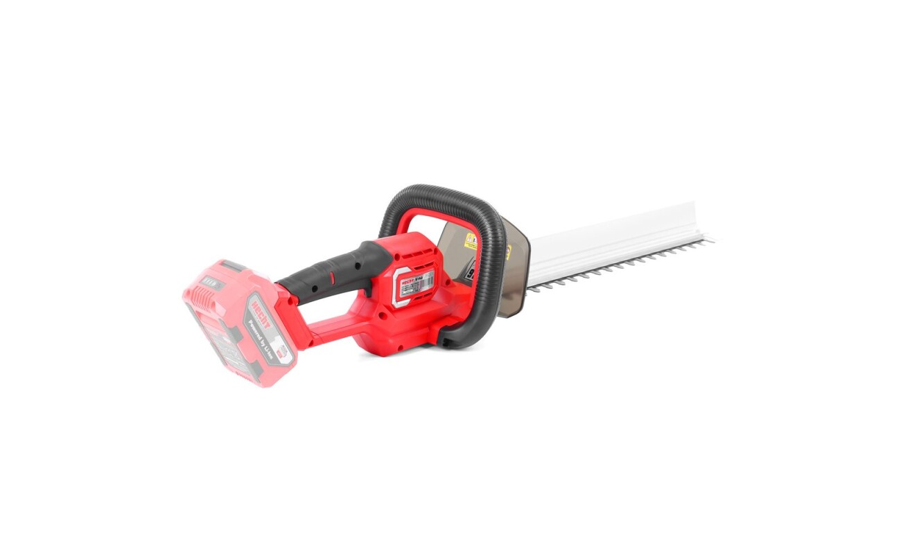 Cordless hedge trimmer with a working blade length of 51 cm. Maximum cutting diameter 18 mm. Voltage 40 V. Weight 2.1 kg. Battery and charger are not included in the package.