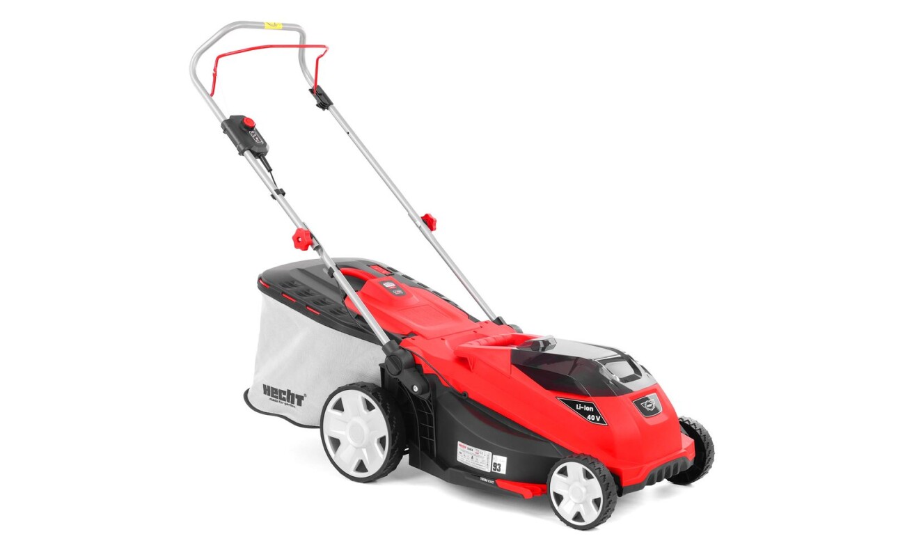 Cordless lawn mower with 43 cm cutting width. 40 V voltage. 50-litre grass box. Suitable for mowing areas up to approx. 750 m2. Battery and charger are not included.