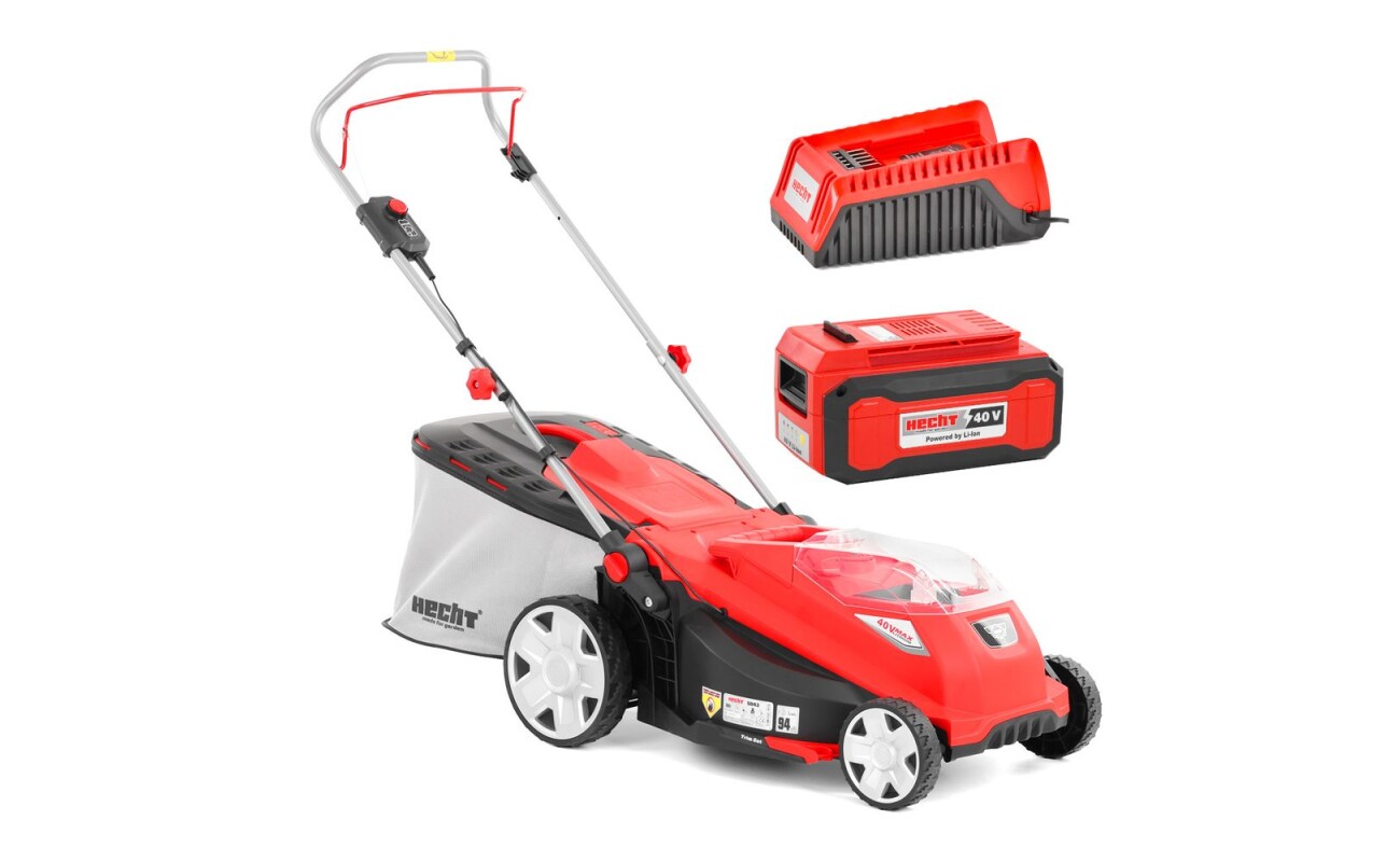 Cordless lawn mower with 43 cm cutting width. 40 V voltage. 50-litre grass box capacity. Suitable for mowing areas up to approx. 750 m2.