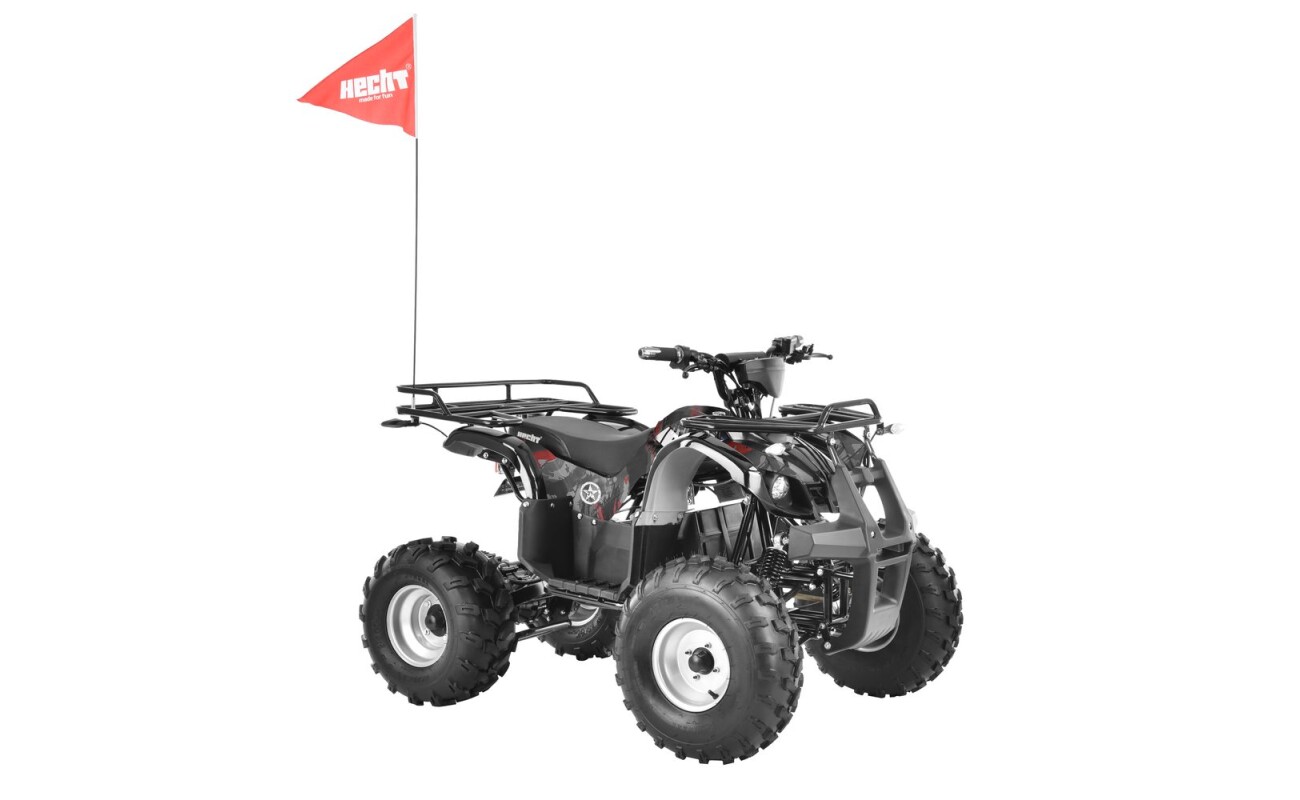 Powerful HECHT 56150 HURON cordless quad bike with 60 V / 20 Ah battery and 1200 W motor. Max. speed 45 km/h and calculated range 42 km. Front LED lights