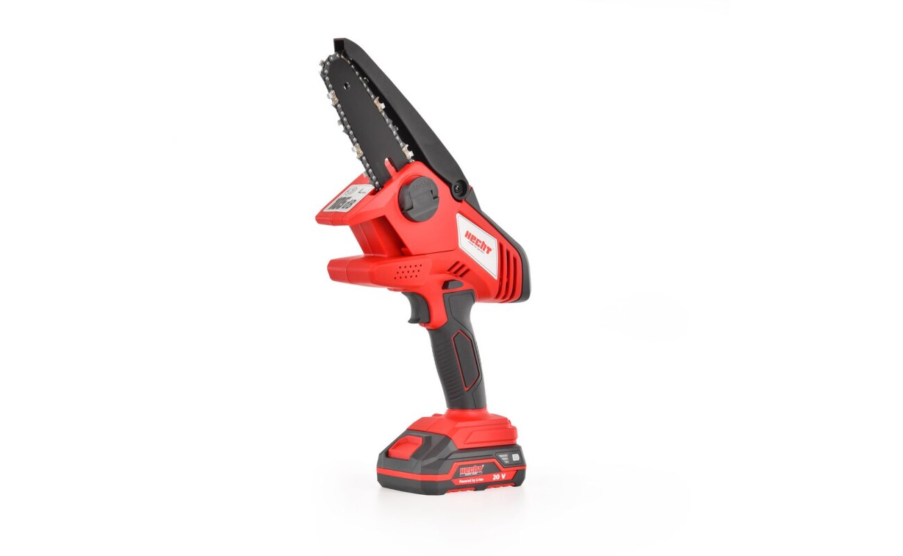 Cordless chainsaw with bar length 15.6 cm. Voltage 20 V. Weight 1
