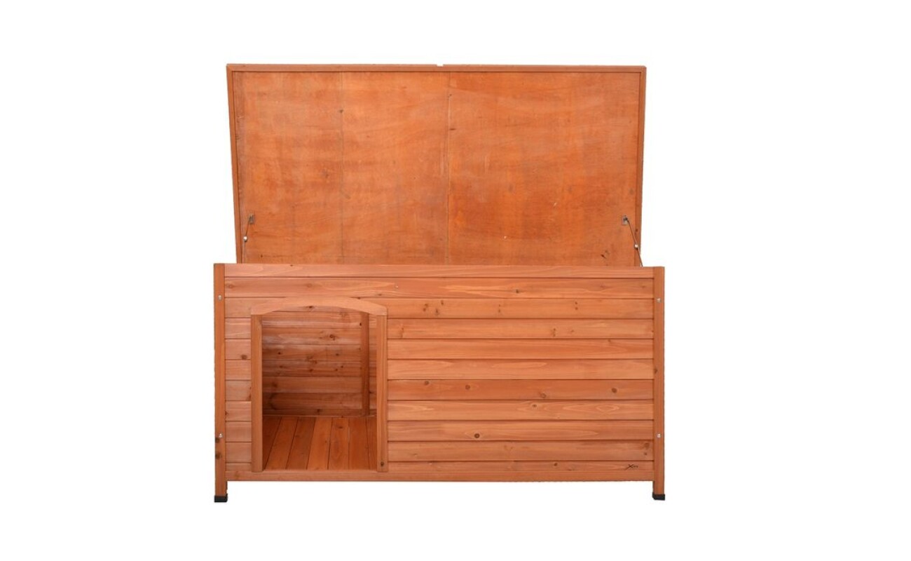 separated with partial wall into hall and bedroom. Suitable for dogs of bigger growth. DImensions (L x&nbsp;W&nbsp;x&nbsp;H): 155 x&nbsp;85 x&nbsp;80 cm. Made of durable fir wood.