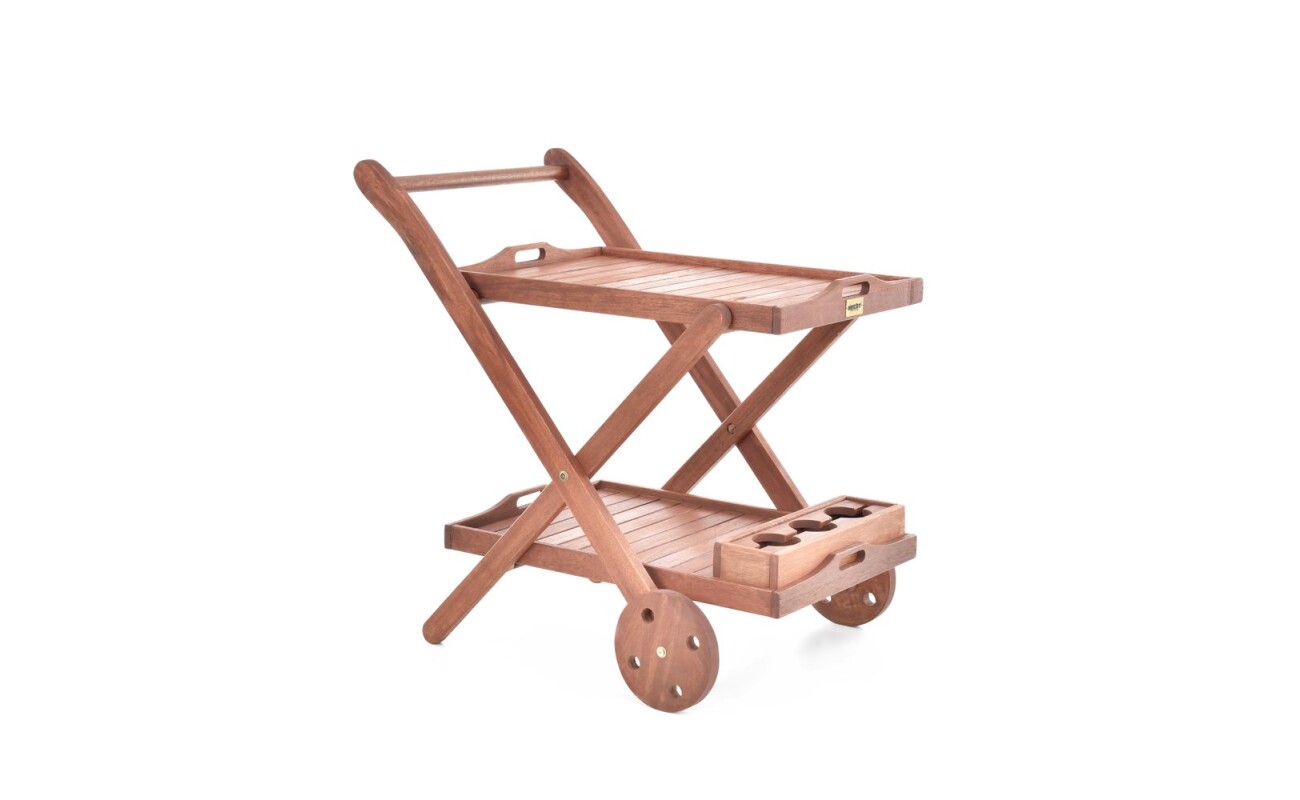 Made of tropical wood Meranti. Suitable for sheltered garden areas. Max. load 120 kg.