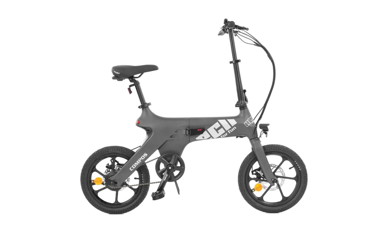 Folding electric bike with 36 V / 10.4 Ah / 375 Wh battery. 250 W motor