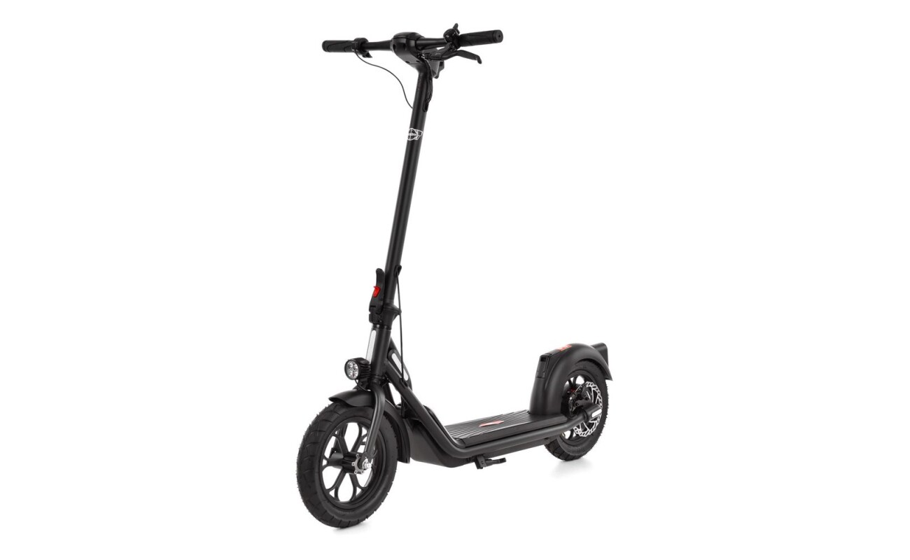 Electric scooter with a range of up to 30 km. Maximum speed 25 km / h. Load capacity 100 kg. Battery 36 V / 10 Ah / 400 W. Rechargeable scooter with a range of up to 30 km on a single charge.