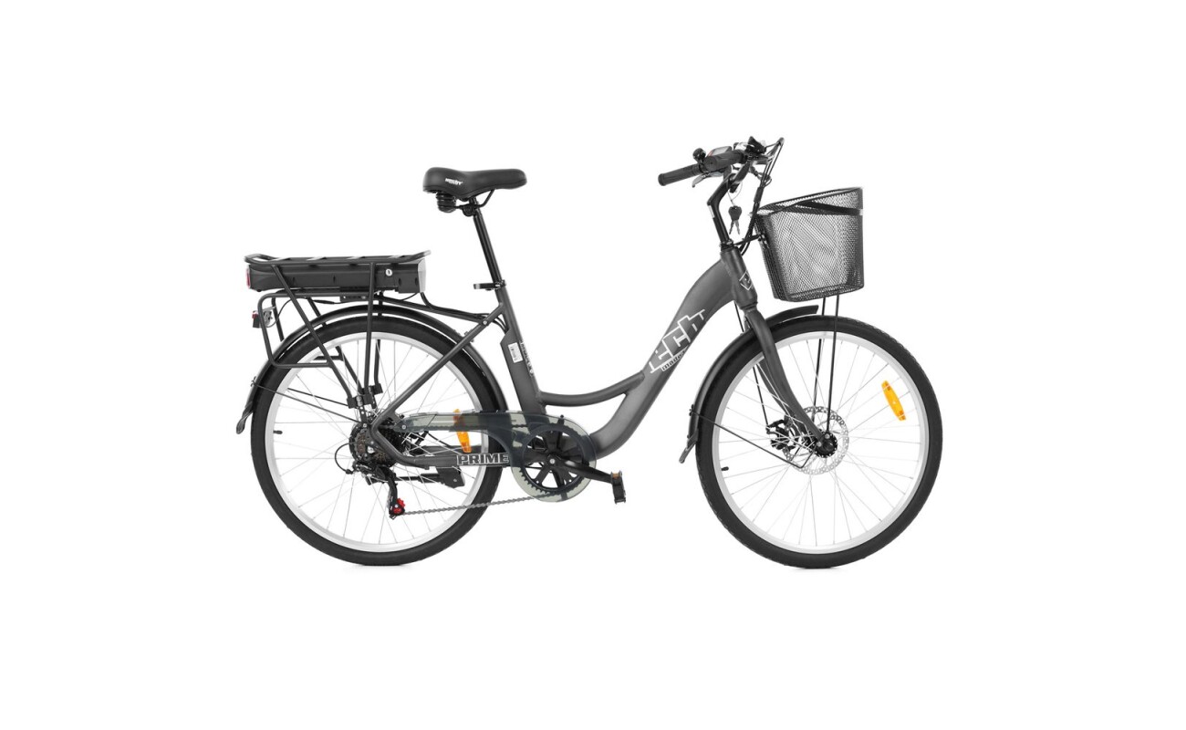 Urban electric bike HECHT PRIME. Li-ion battery 36 V / 11.6 Ah / 418 Wh. 250 W motor. 26" wheels