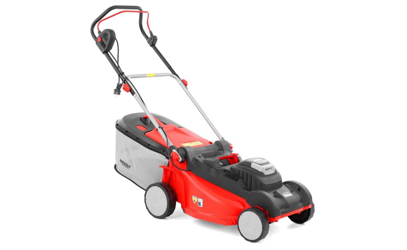 The HECHT 2144 electric lawn mower with turbo motor is a reliable assistant for maintaining your garden. With 2000 W power and 44 cm cutting width