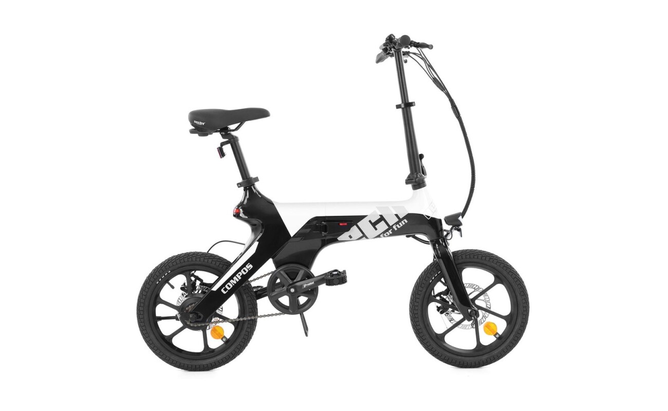 Folding electric bike with 36 V / 10.4 Ah / 375 Wh battery. 250 W motor