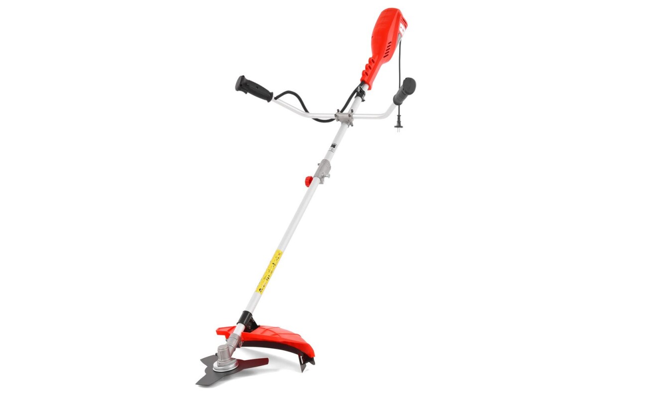 Electric powered trimmer/brush cutter with power input 1400 W&nbsp;and working width 42 cm. Separable shaft. Package also contains: string head