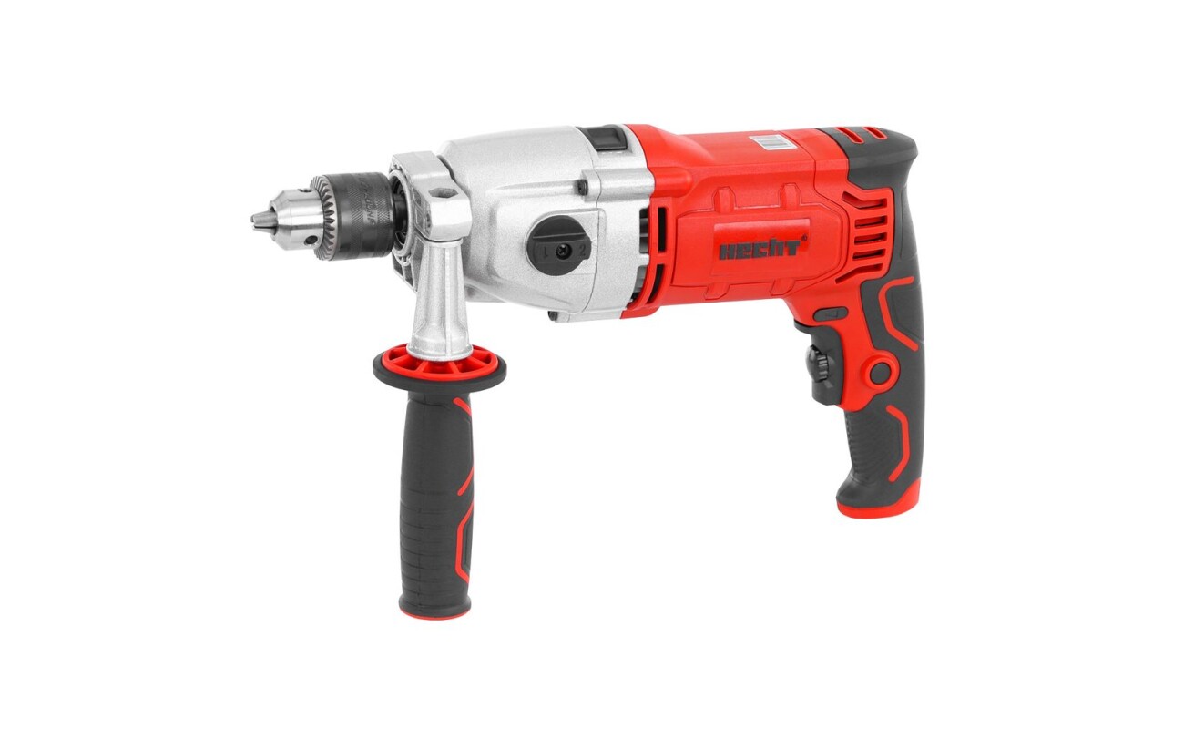 Electric drill with impact driver. Power 1200 W. Speed without load 0-2800/min. Max. drilling diameter iron 13 mm. Weight 3