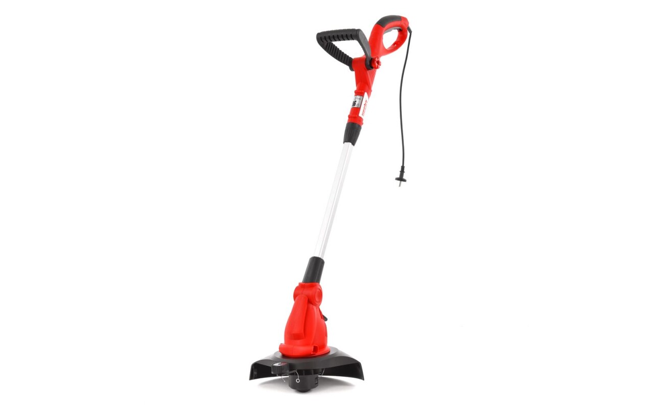 Electric powered grass trimer with telescopic handle and ajdustable cutting head angle. Power input 550 W. Working width 30 cm. Weight 2