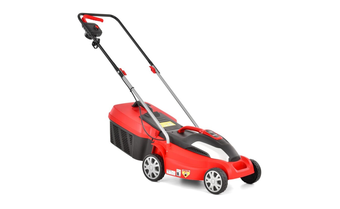 Electric rotary lawn mower with plastic chassis. Power input 1400W. Width of cut 34 cm. Suitable for areas up to 600 m2. Centraly set height of cut 25-65 mm.