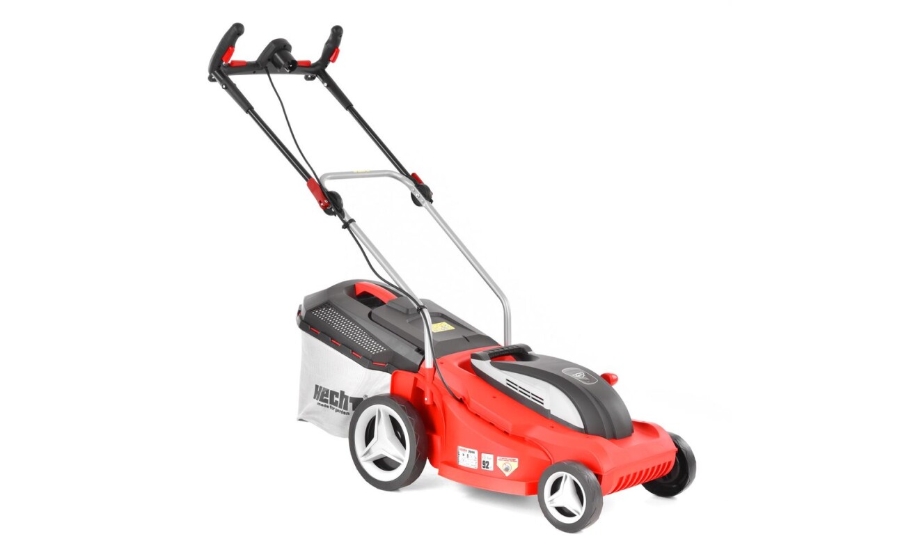 Electric lawn mower with a width of 43 cm. Power input 2000 W. Basket volume 50 l. Without travel. The mower is suitable for mowing areas up to approx. 750 m2.
