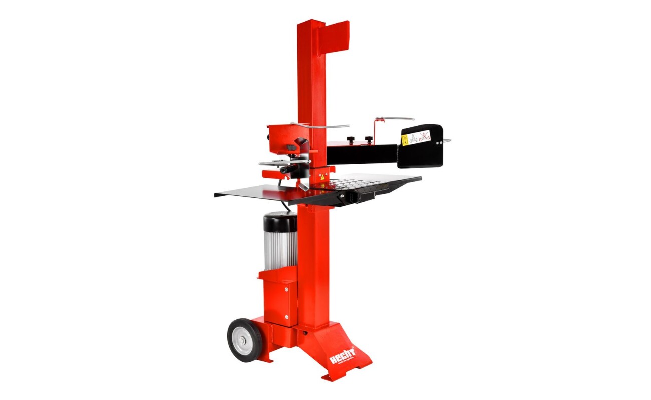 Electric vertical wood splitter. Power input 3000 W. Log length up to 55 cm. Log diameter up to 30 cm. Splitting pressure 7 tons. Weight 98 kg.