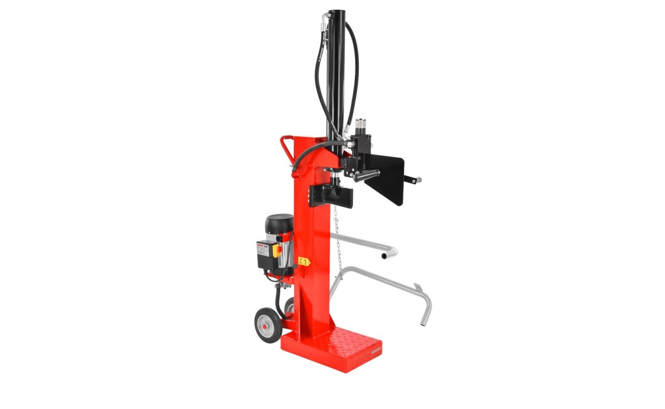 Electric vertical log splitter. Power input 3000 W. Wood length up to 70 cm. Wood diameter up to 35 cm. Splitting pressure 12 tons. 230 V / 50 Hz. Weight 98 kg.