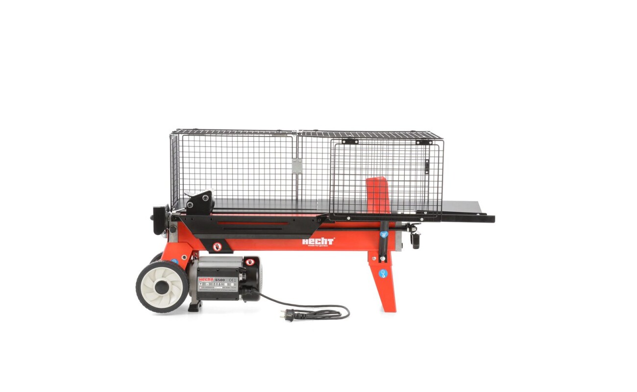 Horizontal log splitter. Power input 2200 W. Log diameter up to 250 mm. Length of the log 520 mm. Splitting pressure 5 tons.