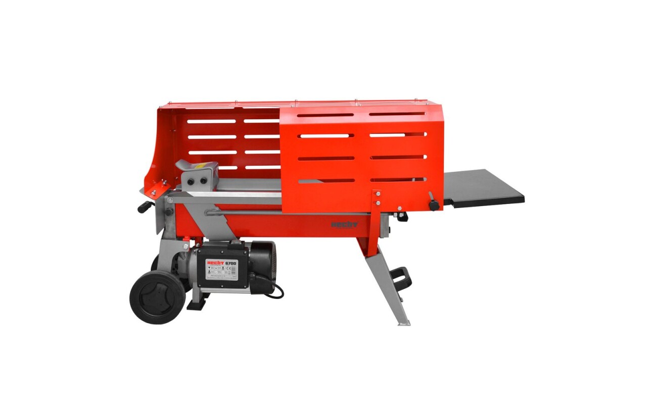Horizontal wood splitter. Power input of 1500 W. Log diameter up to 250 mm. Log length 370 mm. Splitting pressure 4 tons.