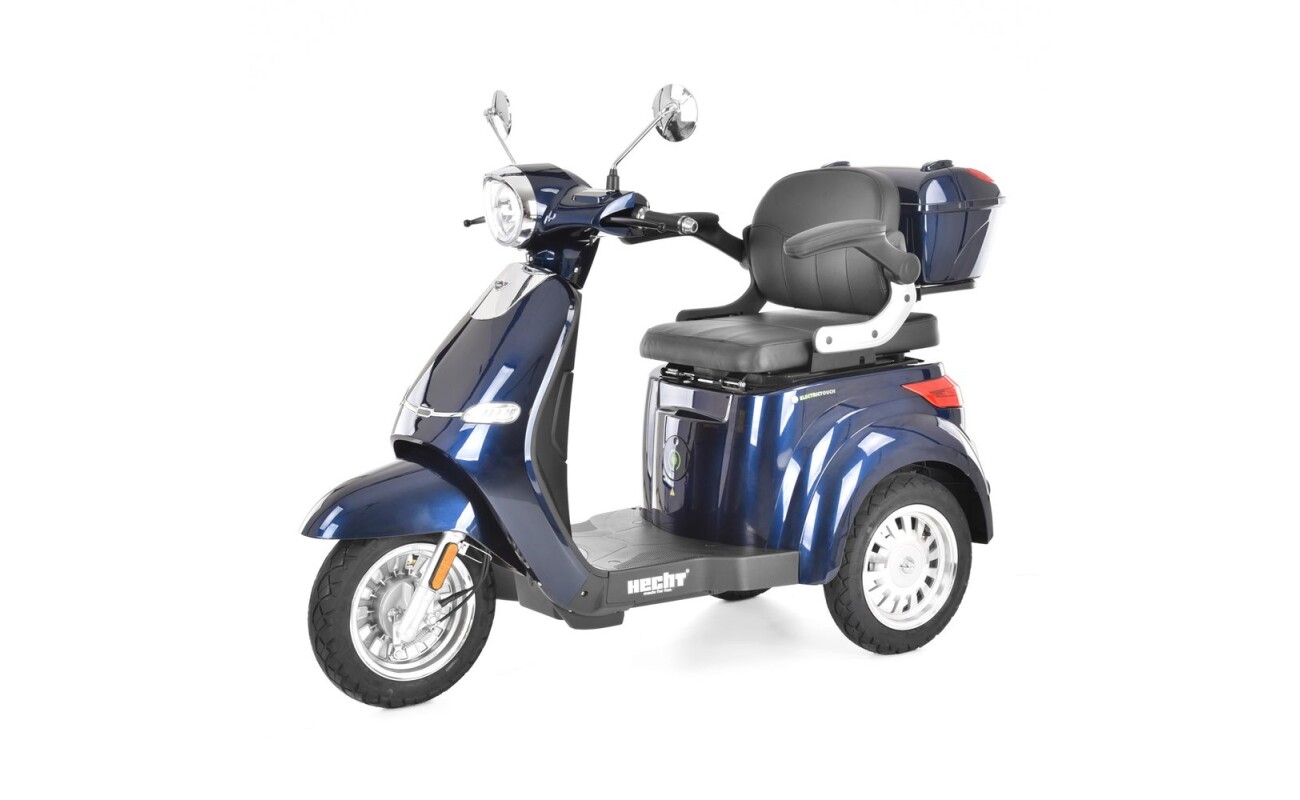 Electric mobility scooter for the elderly and people with reduced mobility. El. motor 800 W. Battery 60 V / 20 Ah. Max. speed 25 km/h. Range up to 60 km.