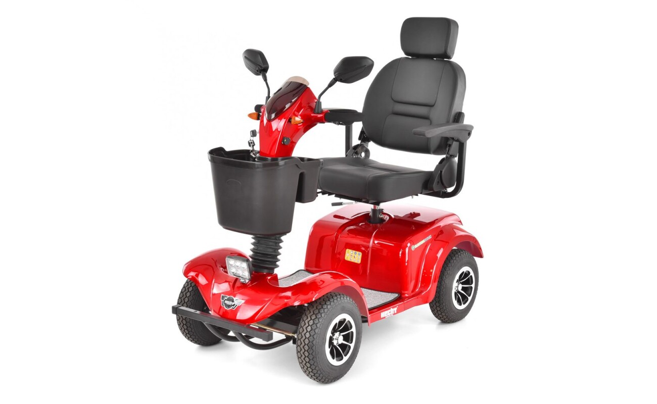 Electric mobility scooter for the elderly and people with reduced mobility. El. motor 500 W. Battery 24 V / 40 Ah. Max. speed 15 km/h. Range up to 42 km.
