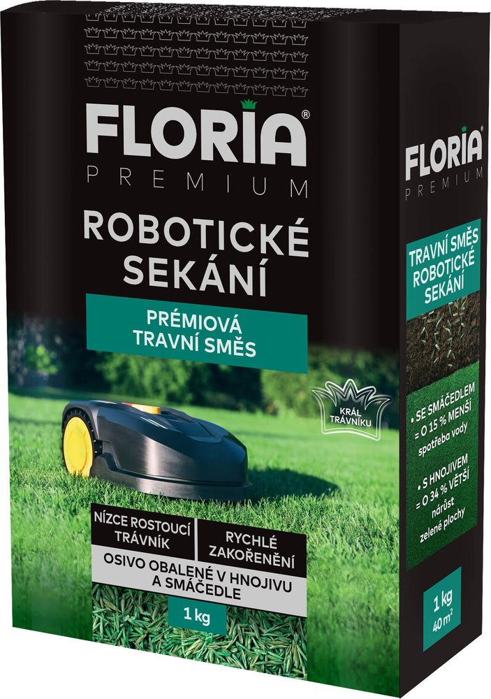 FLORIA PREMIUM Grass Seed Mix Robotic Mowing 1 kg FLORIA Grass Seed Mix for robotic mowing is a carefully selected blend of high-quality grass species and varieties.
