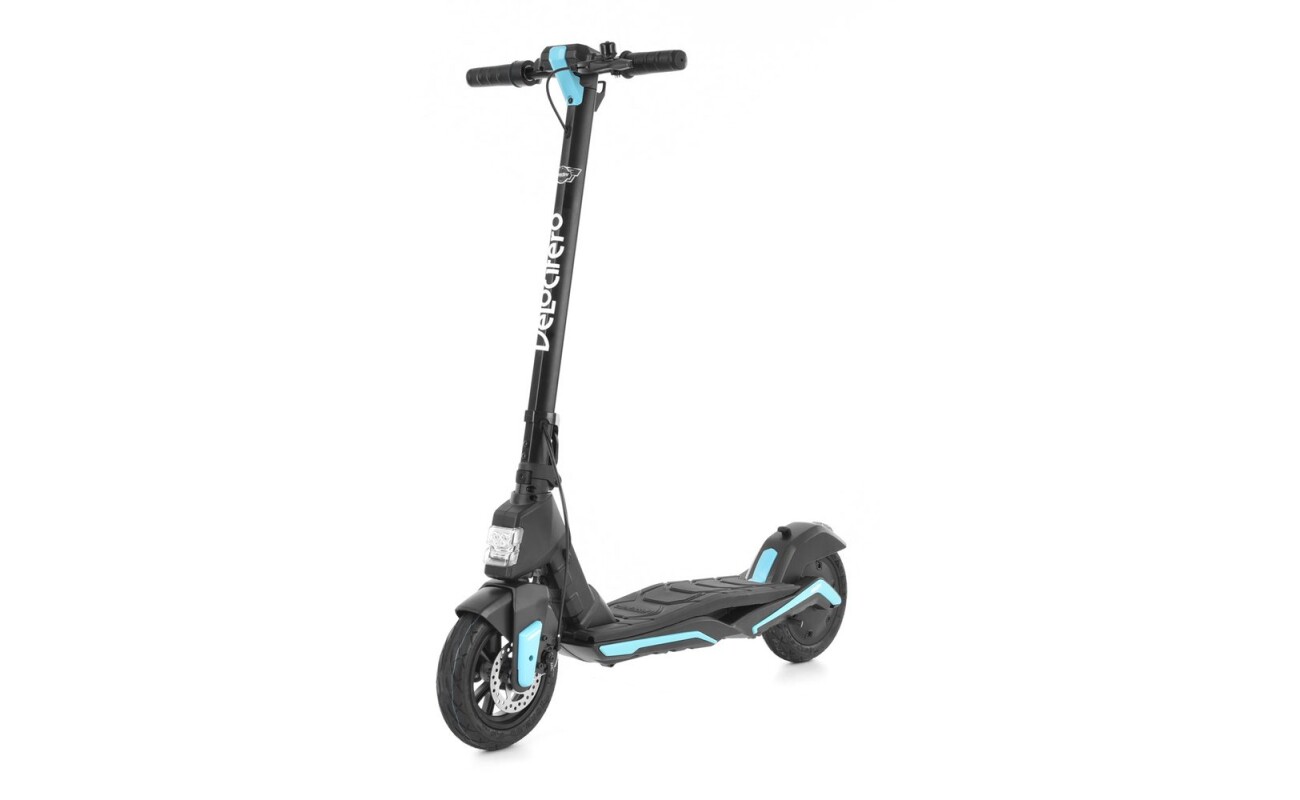 E-scooter with range up to 30 km. Maximum speed of 25 km/h. The maximum load capacity of the scooter is 100 kg. The ability to pair with apps on Android/iOS smartphones. Battery 36V/10Ah. 10" wheels. Front disc brake. Front LED light.