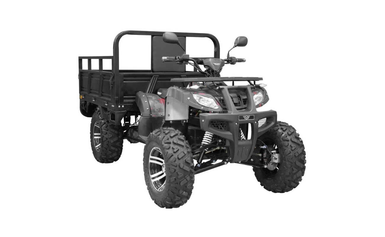 The HECHT FARMIS is a robust and powerful battery-powered cargo quad ideal for all kinds of work in the field. Thanks to its powerful 72 V / 52 Ah battery and 3000 W motor