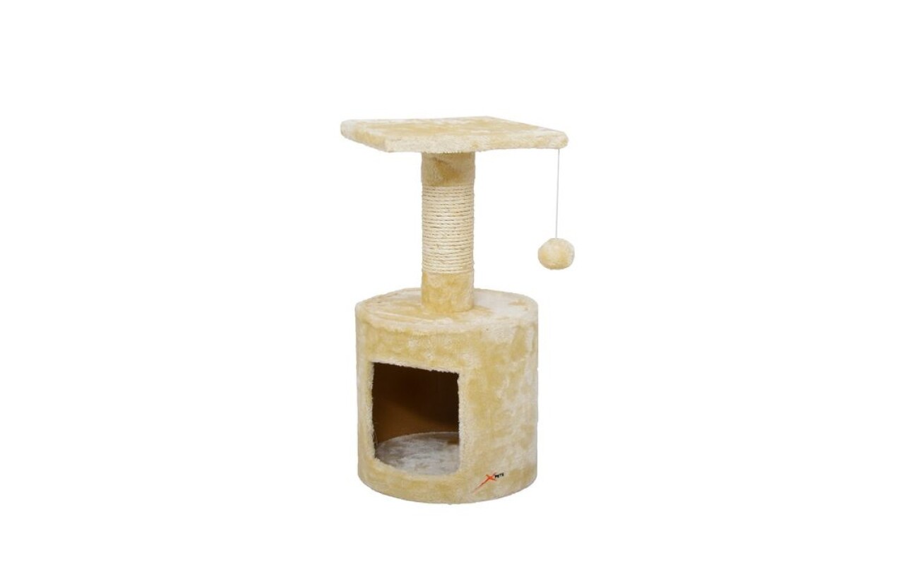 Cat scratcher GINGER - dimesions (L x&nbsp;W&nbsp;x&nbsp;H): 30 x&nbsp;30 x&nbsp;57 cm. Made of plush and sisal rope.