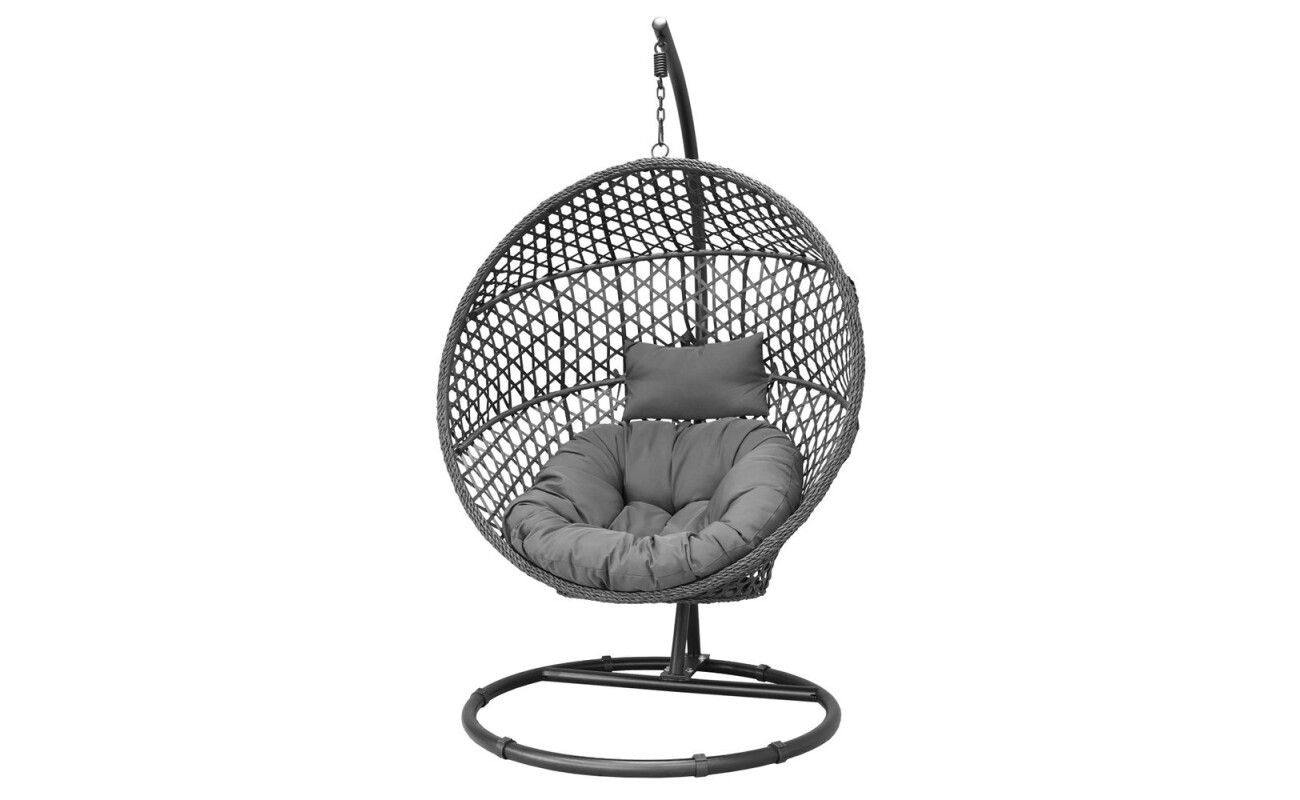 Garden folding rocking chair HECHT VICKY GREY with a sturdy steel frame and artificial rattan seat. 18 cm thick seat with UV protection. Maximum load capacity of 120 kg.