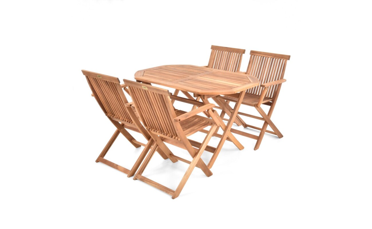 Garden&nbsp;furniture set of four chairs and one table&nbsp;made of hardwood&nbsp;Acacia.&nbsp;Suitable for sheltered garden areas.