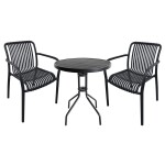 <p>Ideal set of table and two chairs for balconies and small spaces. Metal table frame.</p>