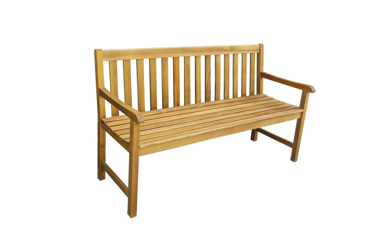 HECHT BENCH is a luxurious garden bench made of natural wood (hard exotic Acacia tree). Dimensions L158 x W61 x H86 cm. Max. load 300 kg.