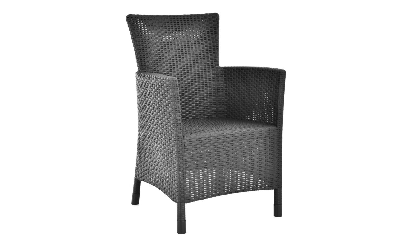 Made of very durable plastic. Very easy to maintain and clean. Resistant to adverse weather conditions and UV radiation. Max. chair load 120 kg.