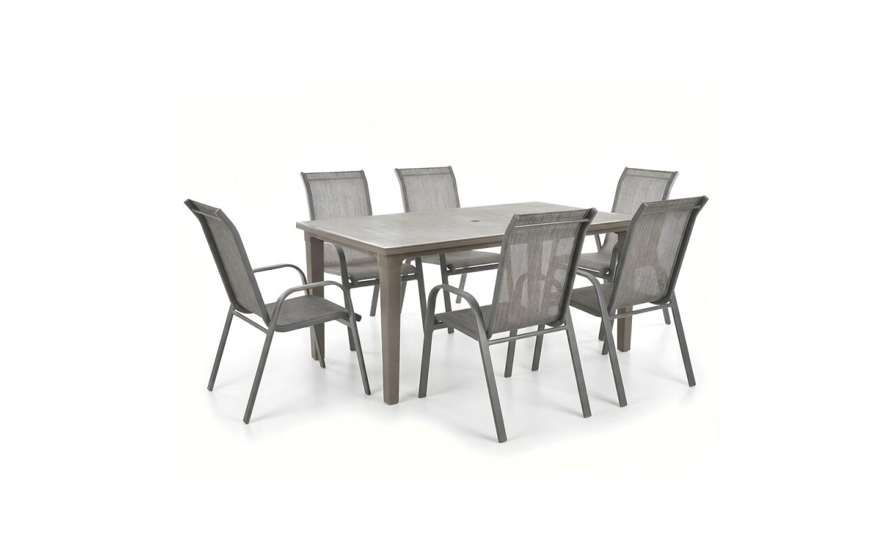 Practical set of garden furniture consisting of six chairs and table.