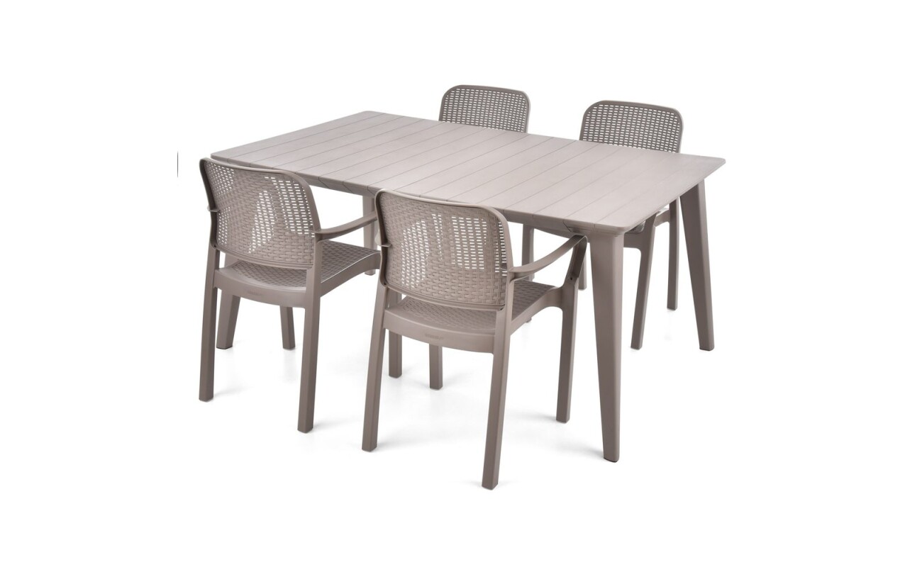 Practical garden furniture set consisting of four chairs and one table.