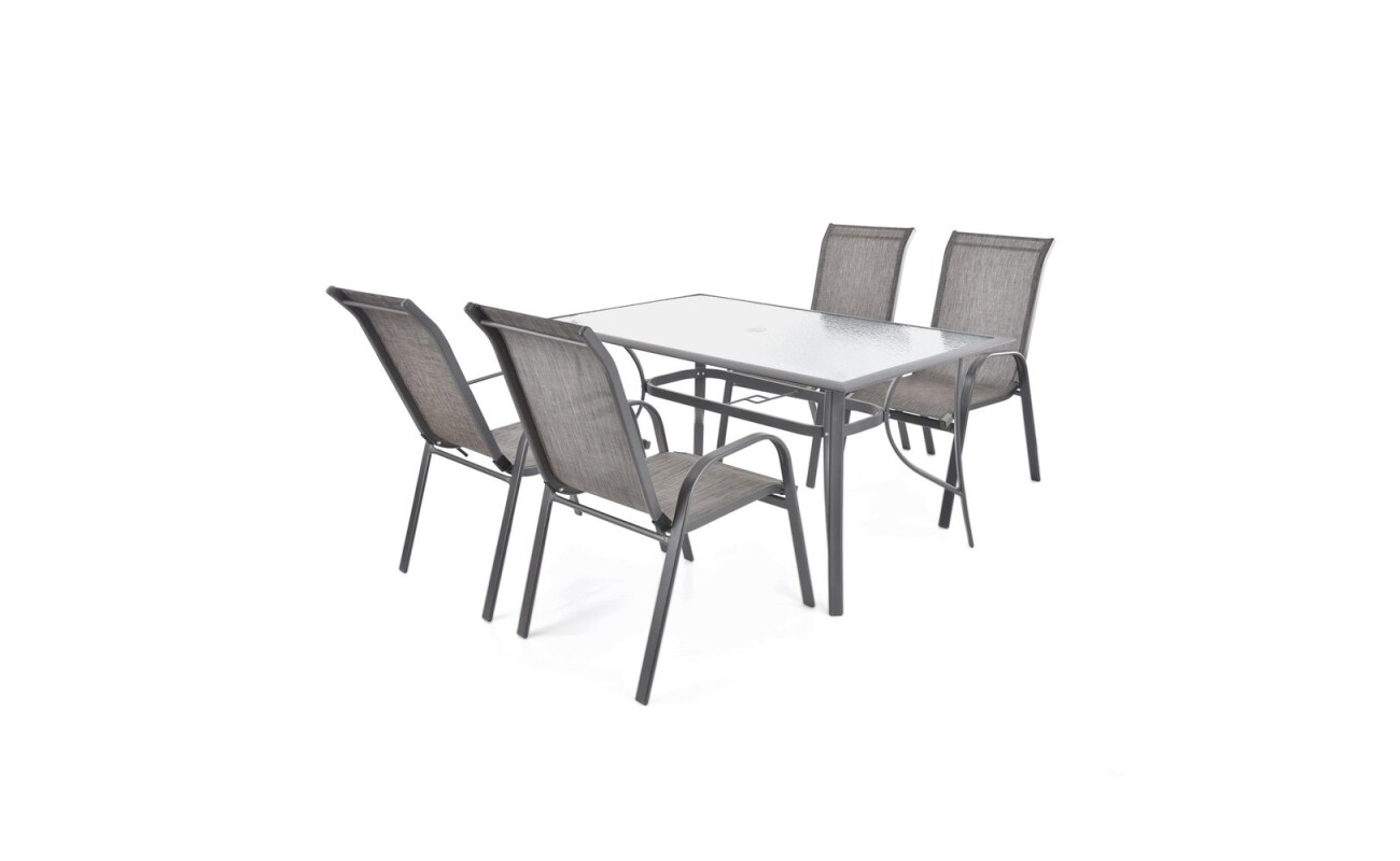 Aluminium construction and tempered glass. Suitable for covered garden areas.