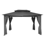 <p>Garden gazebo with robust aluminum steel construction. Floor plan 4 x 3 m. Polyester cover. Luxurious garden gazebo with aluminum steel construction and quality polyester cover.</p>