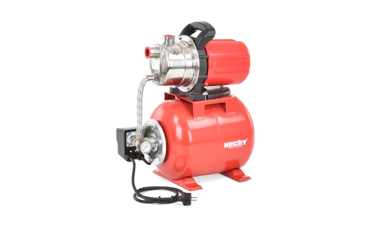 Electric garden pump with an input of 1000 W. Max. discharge 44 m. Max. flow 3500 l/hr. Pressure 1