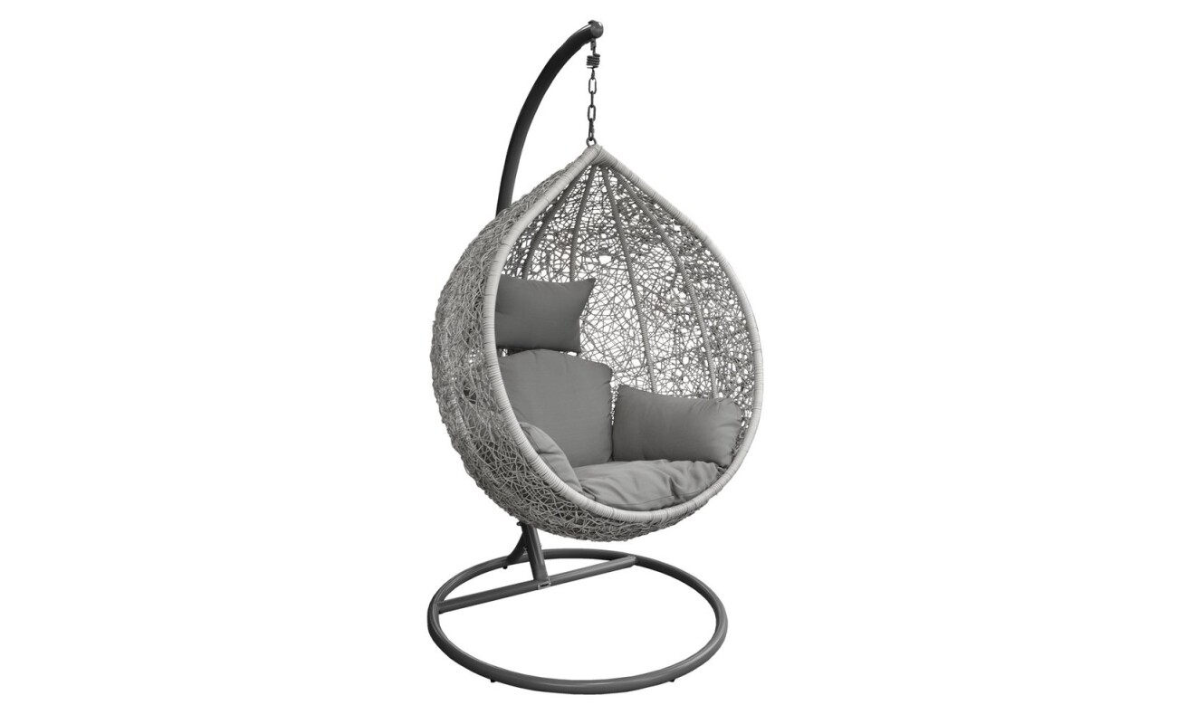 Design garden rocking chair made of steel tubes with artificial rattan weave. A comfortable cushion is also included. Load capacity 120kg.