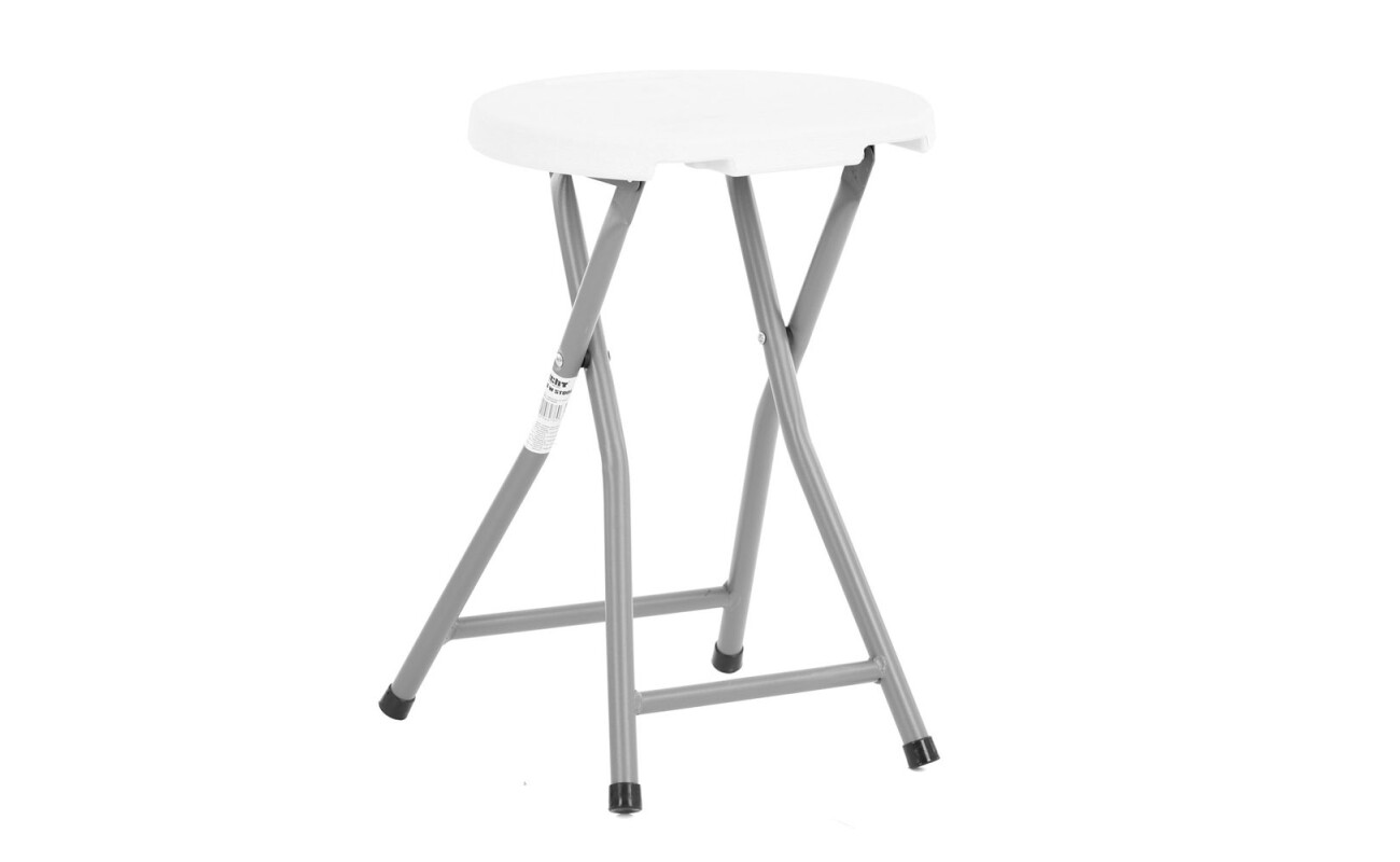Folding garden stool. Made of steel-aluminium profiles with comaxite finish. The surface of the stool is made of highly resistant plastic with a thickness of 3 cm. Max. load of the stool is 120 kg.